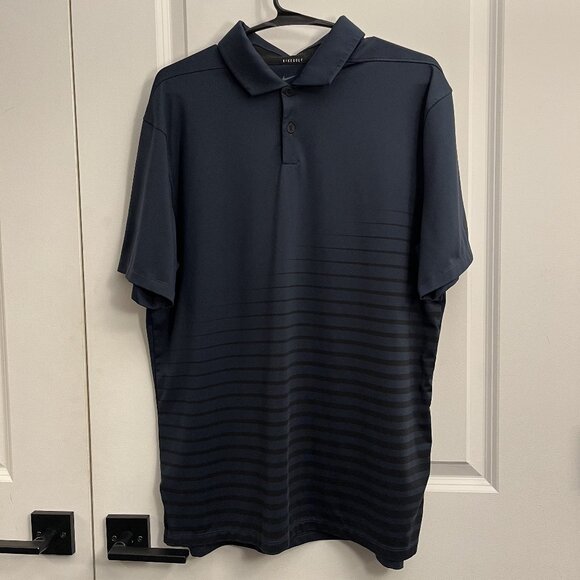 Nike Vapor Graphic Golf Polo Shirt Stripe Mens M Navy Blue CU9796 194501227391 - Picture 1 of 3